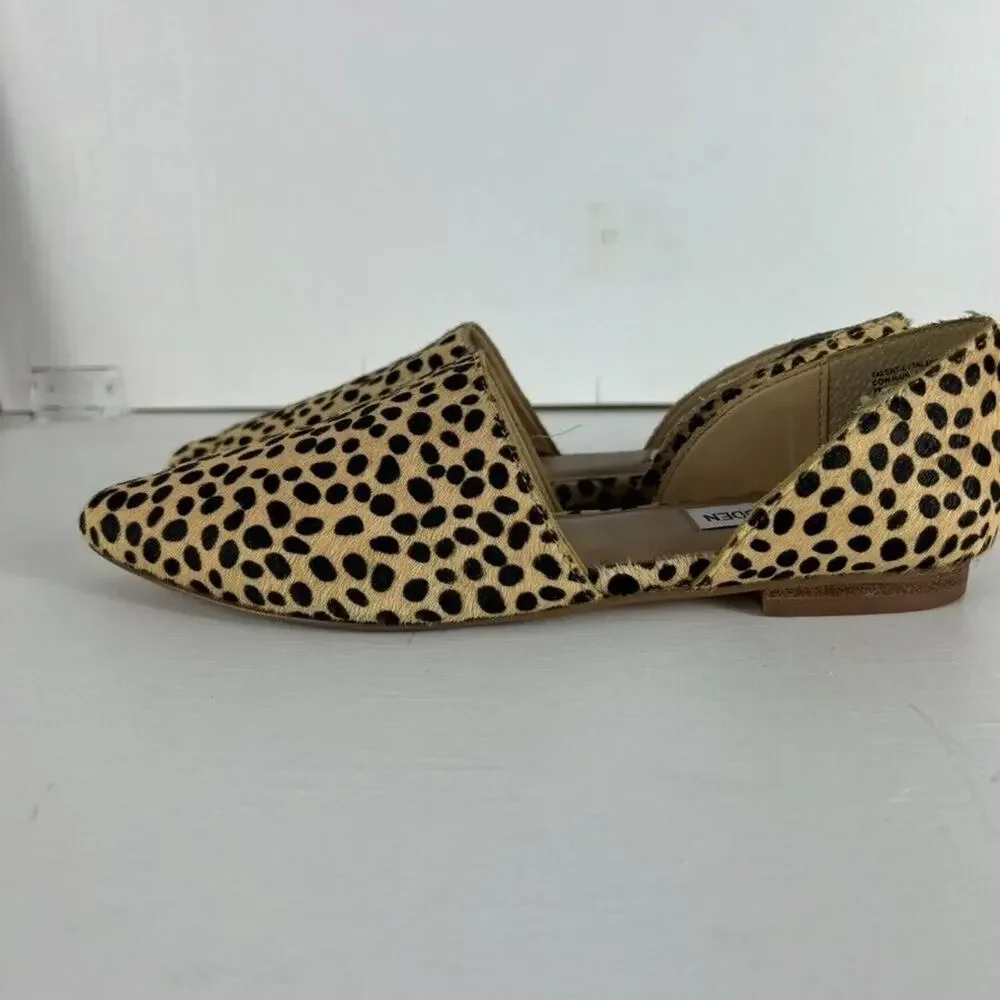 STEVE MADDEN Flats Shoes 7 M Women's Talent Leopard Print Cow Hair Comfort